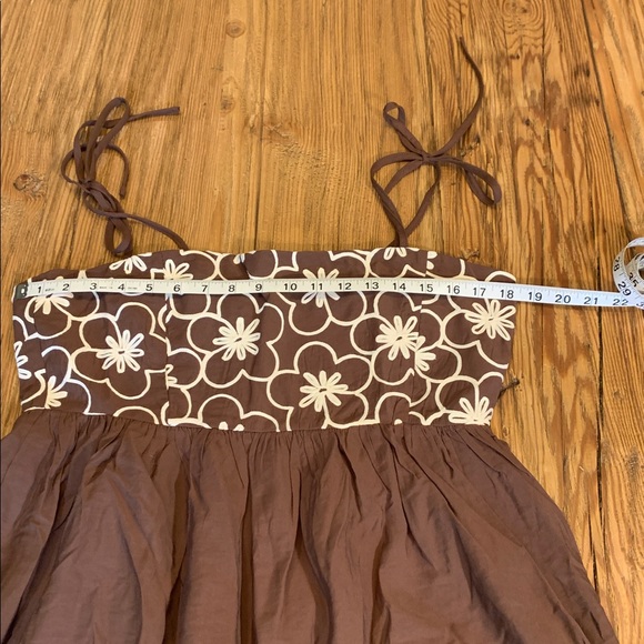 Pink Lily Brown Embroidered Floral Dress Spaghetti Straps Back Zip NWOT Large - Picture 9 of 14